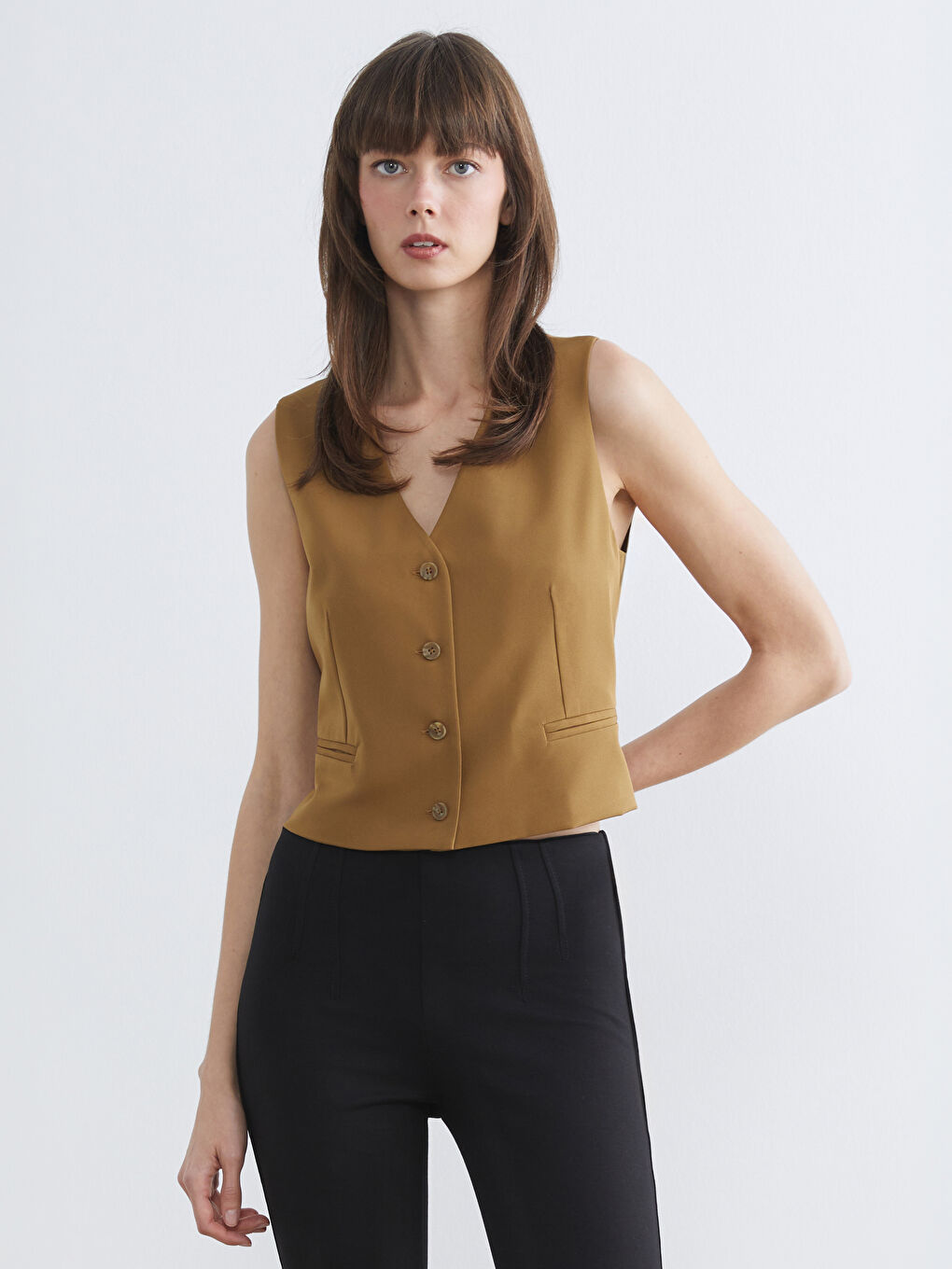 Woman KHAKI Suit Waistcoat