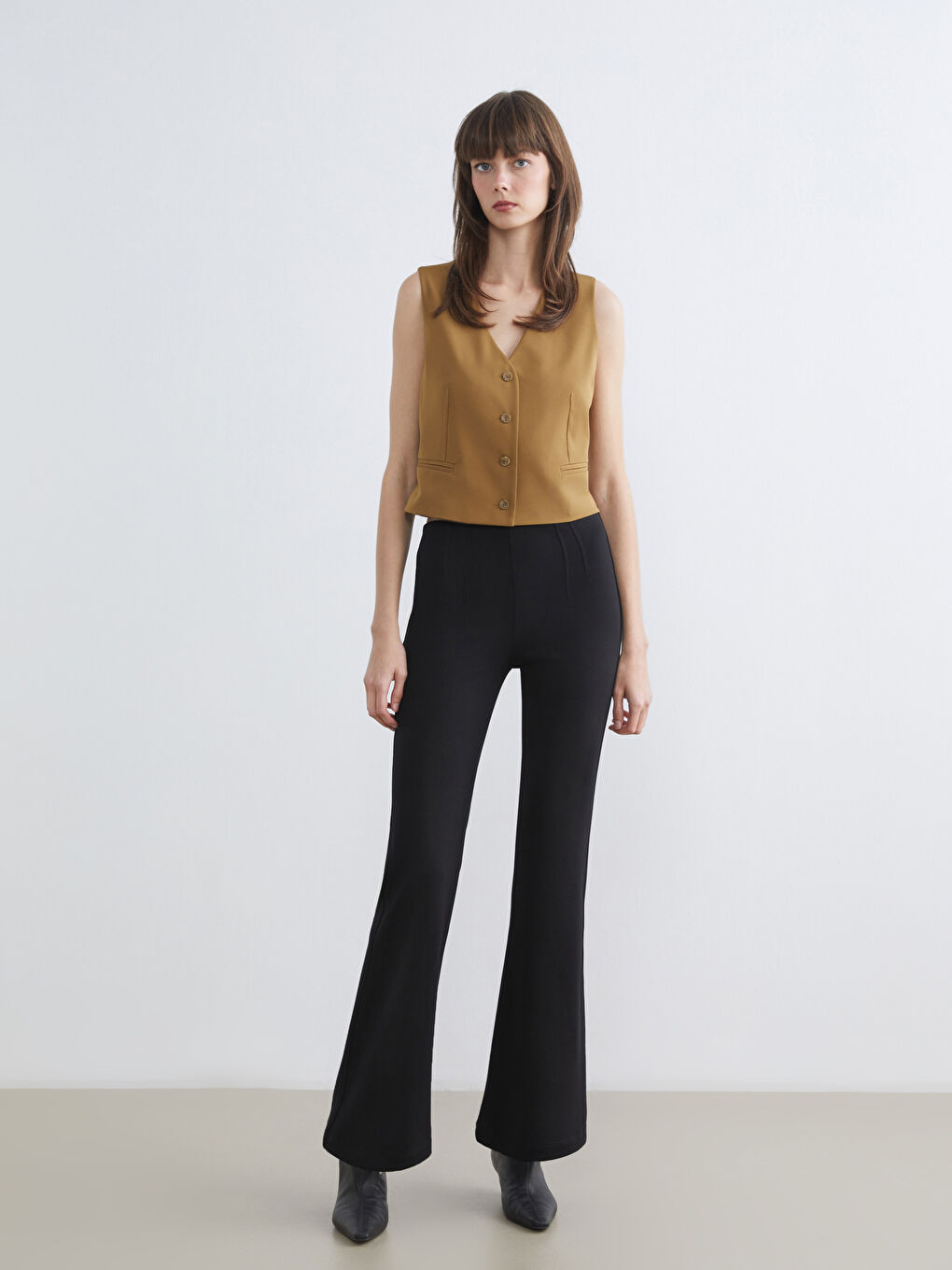 Woman KHAKI Suit Waistcoat-1