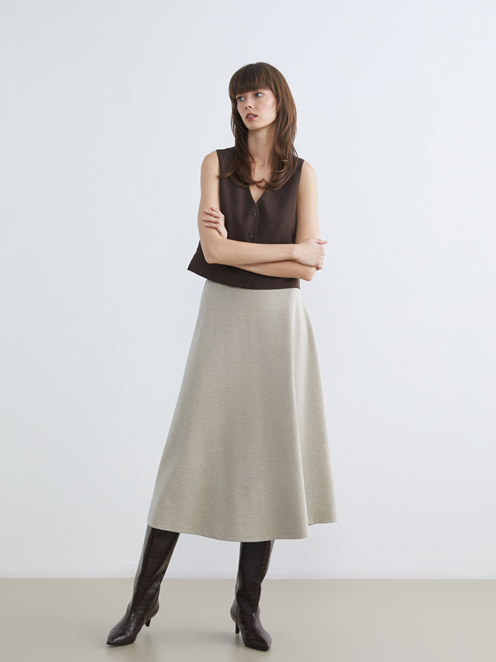 Women's V-Neck Crepe Classic Vest-1