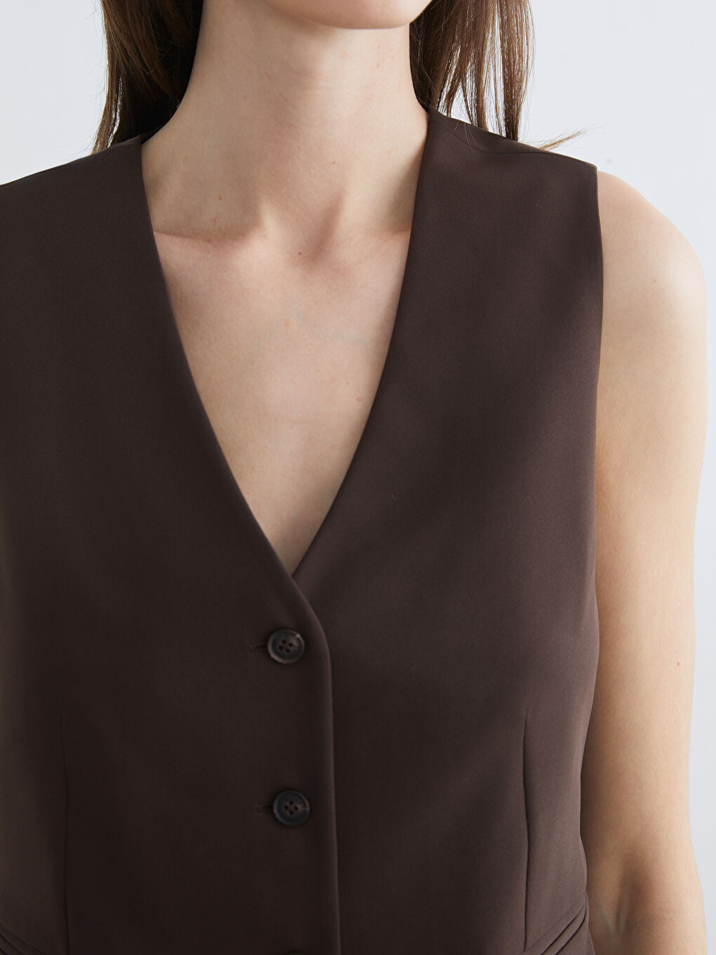 Women's V-Neck Crepe Classic Vest-2