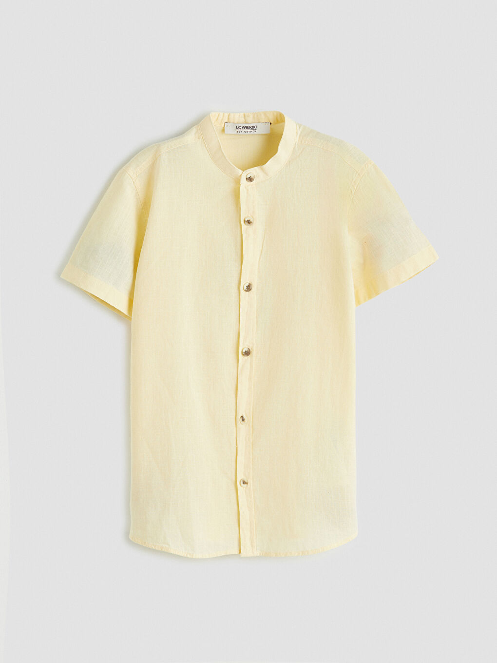 Sarı Hakim Yaka Kısa Kollu Erkek Çocuk Gömlek