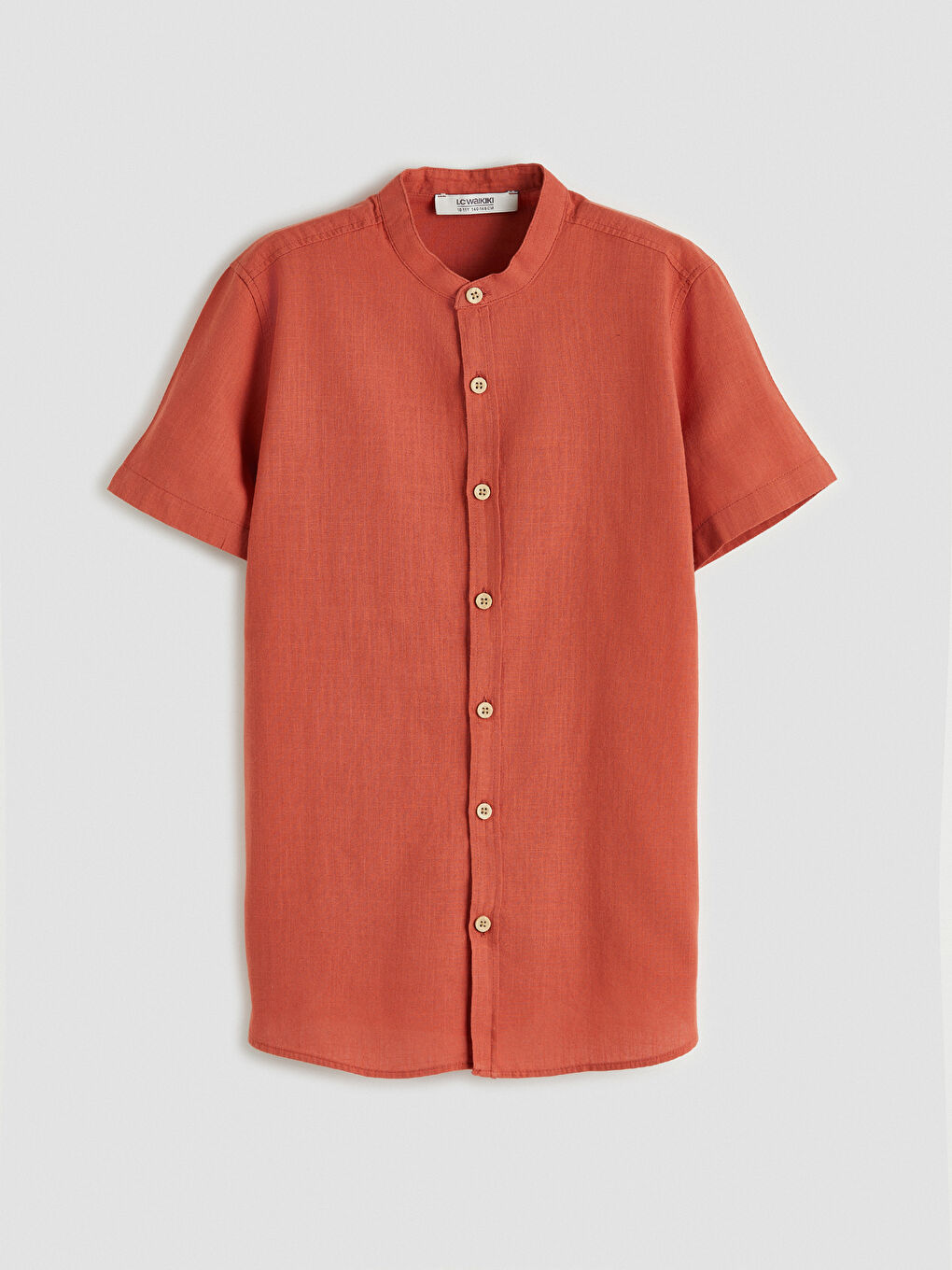 Kahverengi Hakim Yaka Kısa Kollu Erkek Çocuk Gömlek