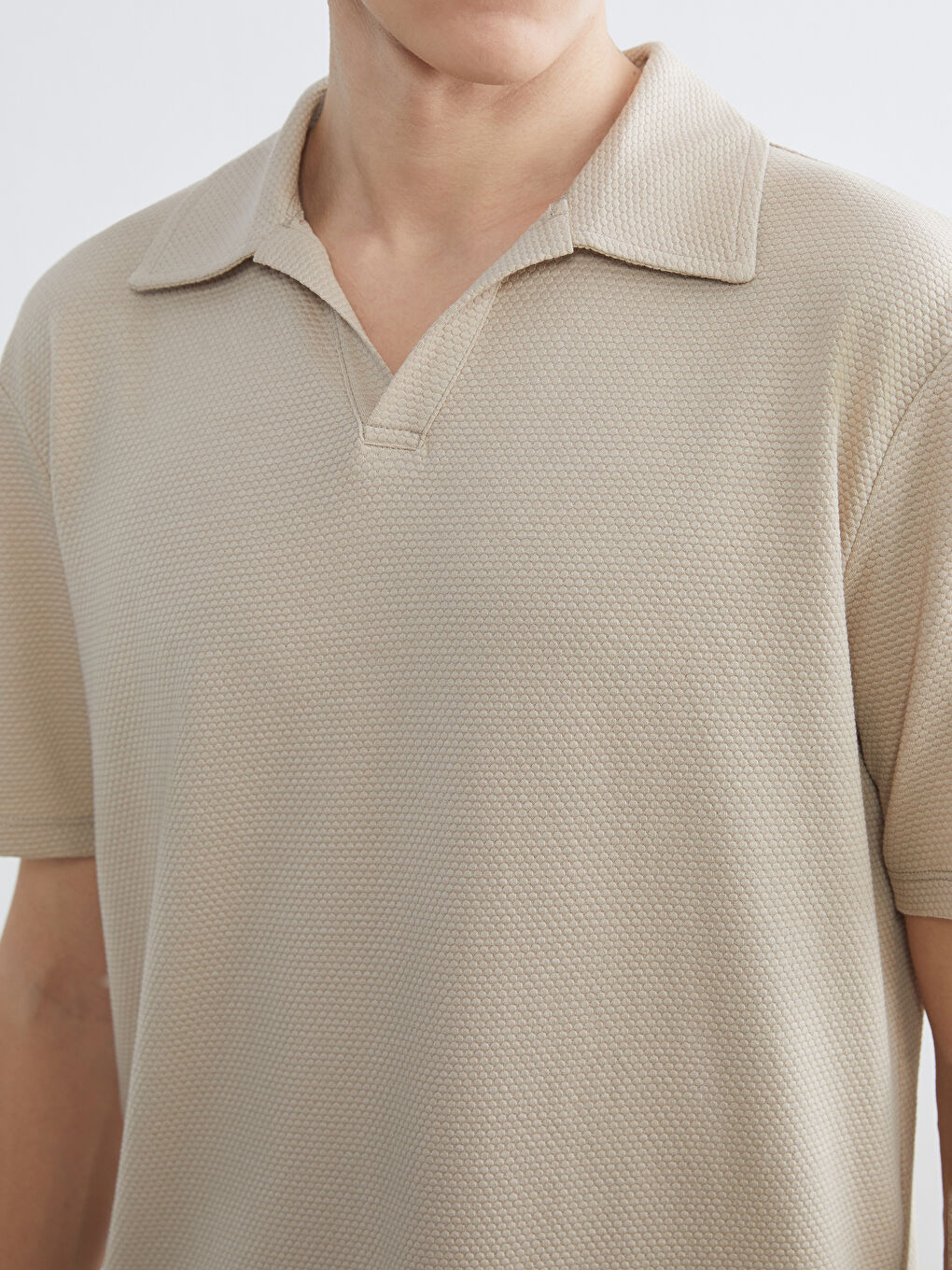 Bej Polo Yaka Erkek Tişört-2