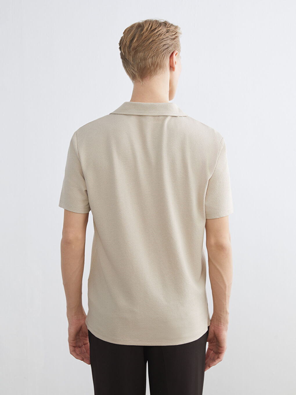 Bej Polo Yaka Erkek Tişört-3