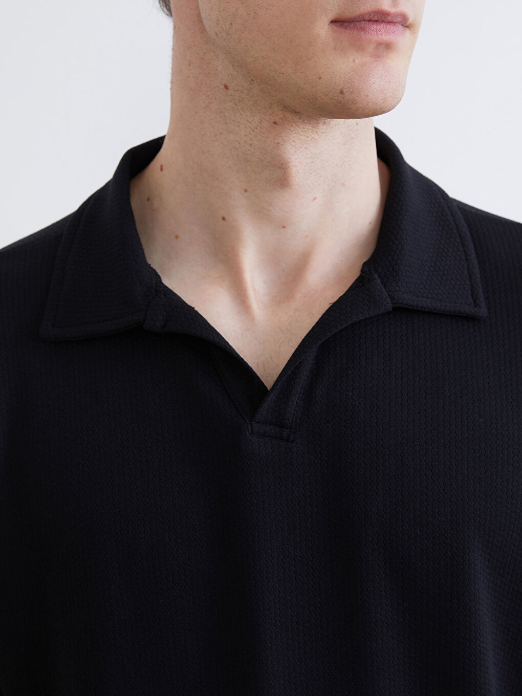 Siyah Polo Yaka Erkek Tişört-2