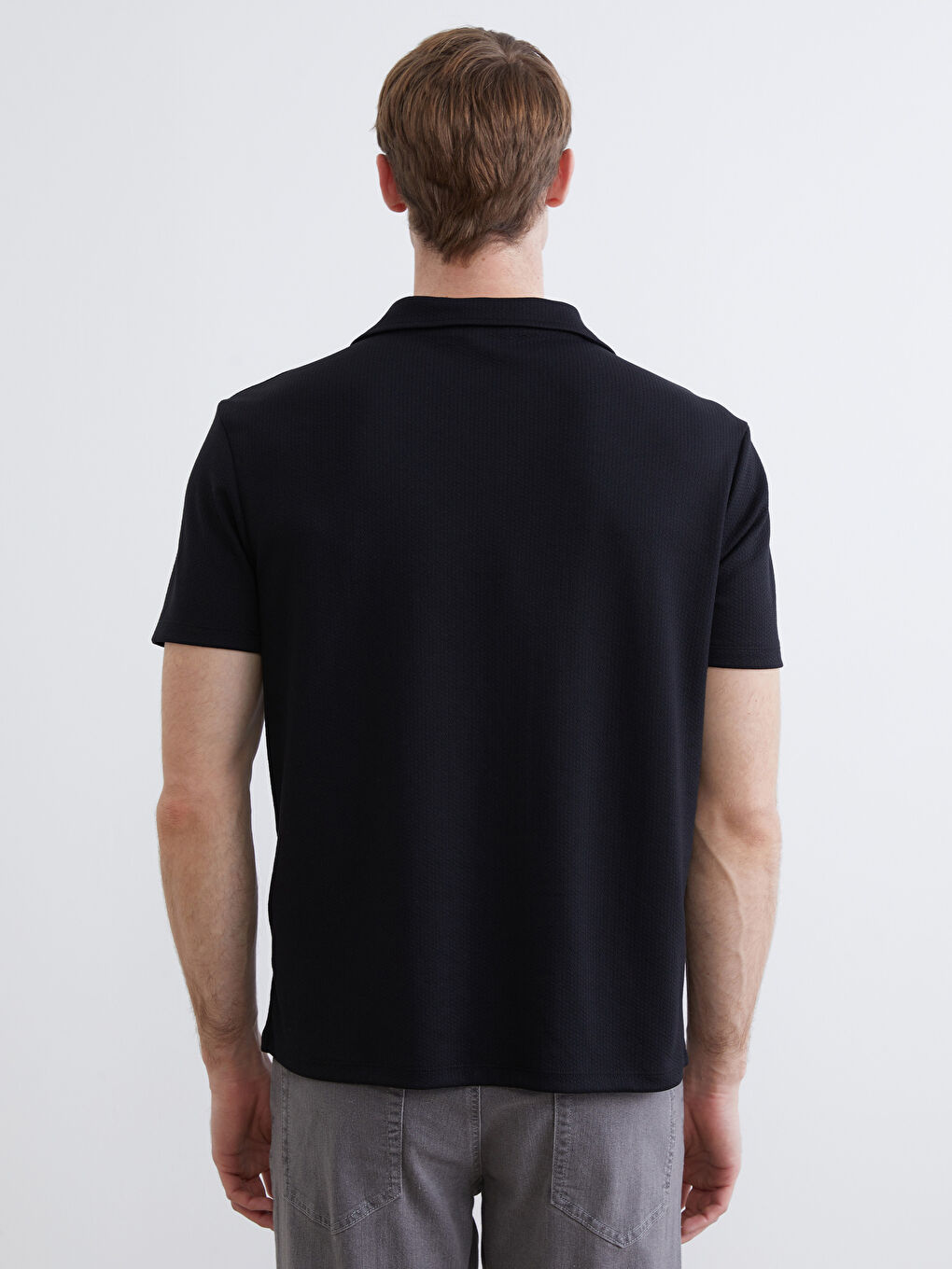 Siyah Polo Yaka Erkek Tişört-3