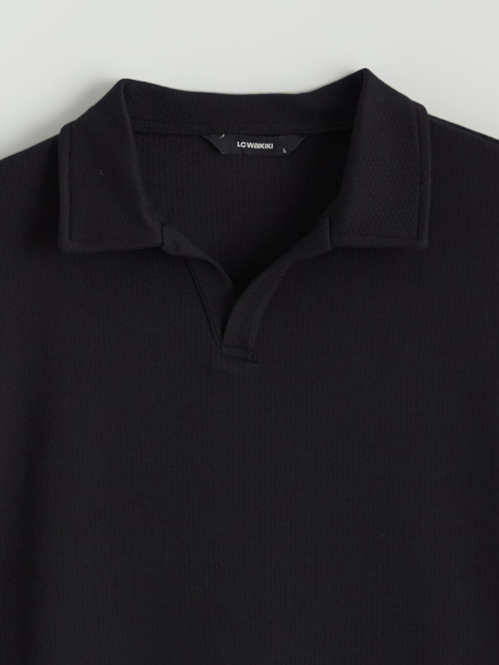 Siyah Polo Yaka Erkek Tişört-5