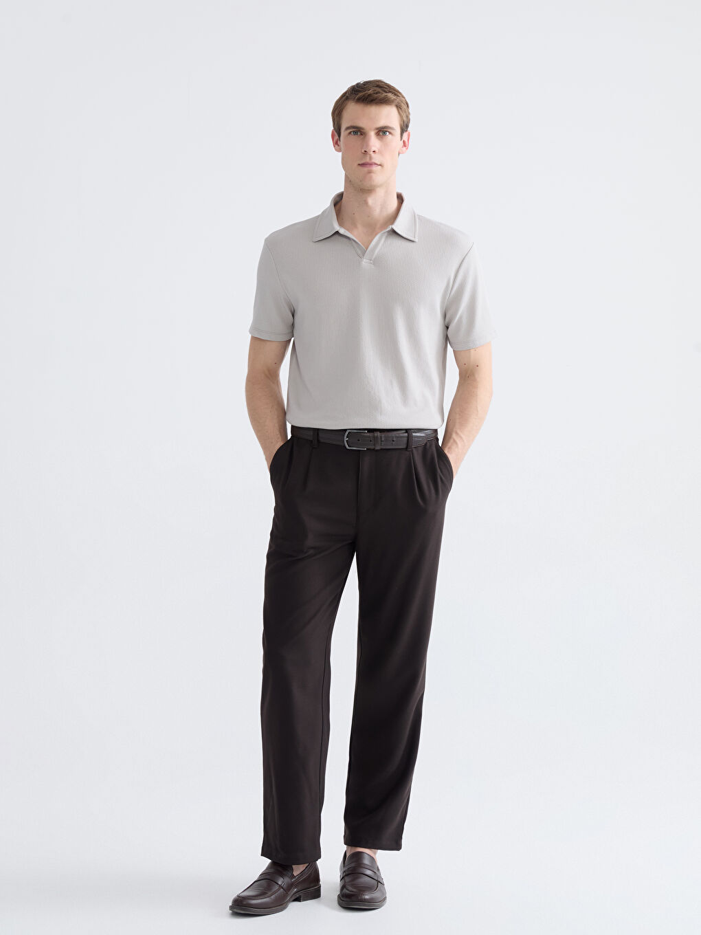 Gri Polo Yaka Erkek Tişört-1