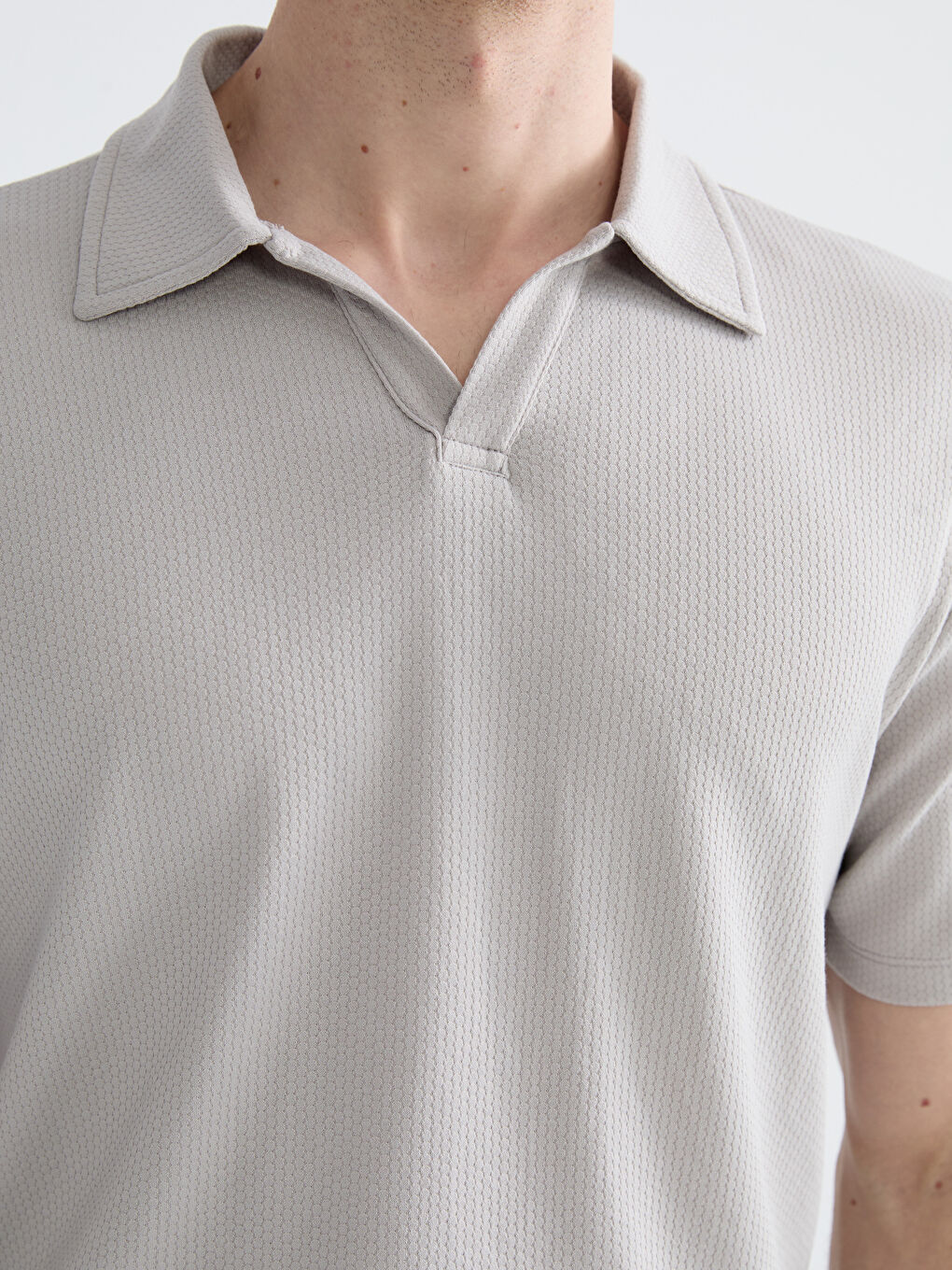 Gri Polo Yaka Erkek Tişört-2