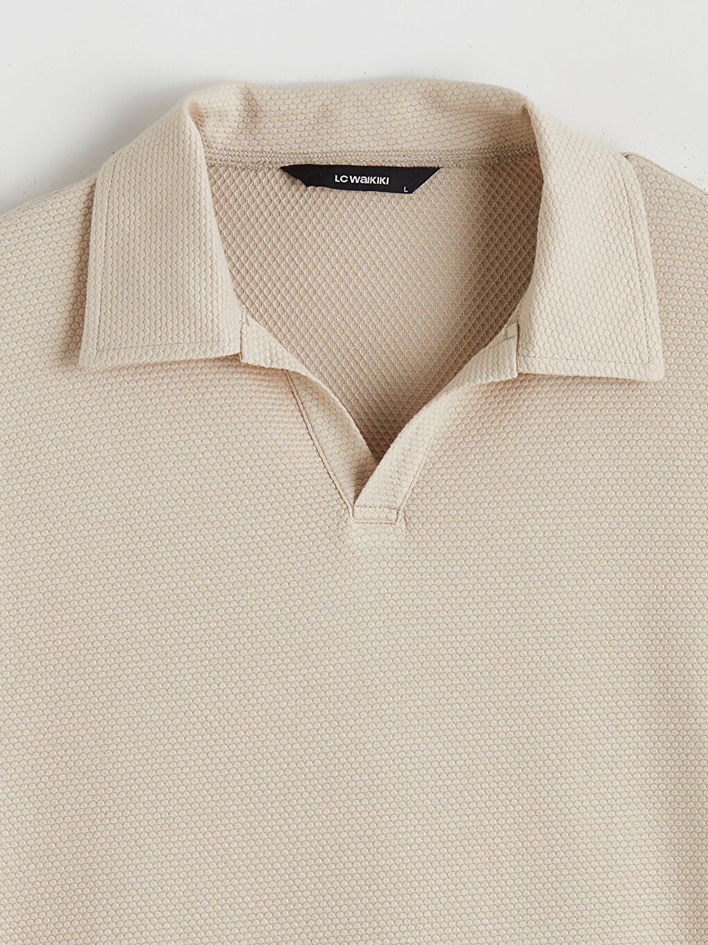 Bej Polo Yaka Erkek Tişört-5