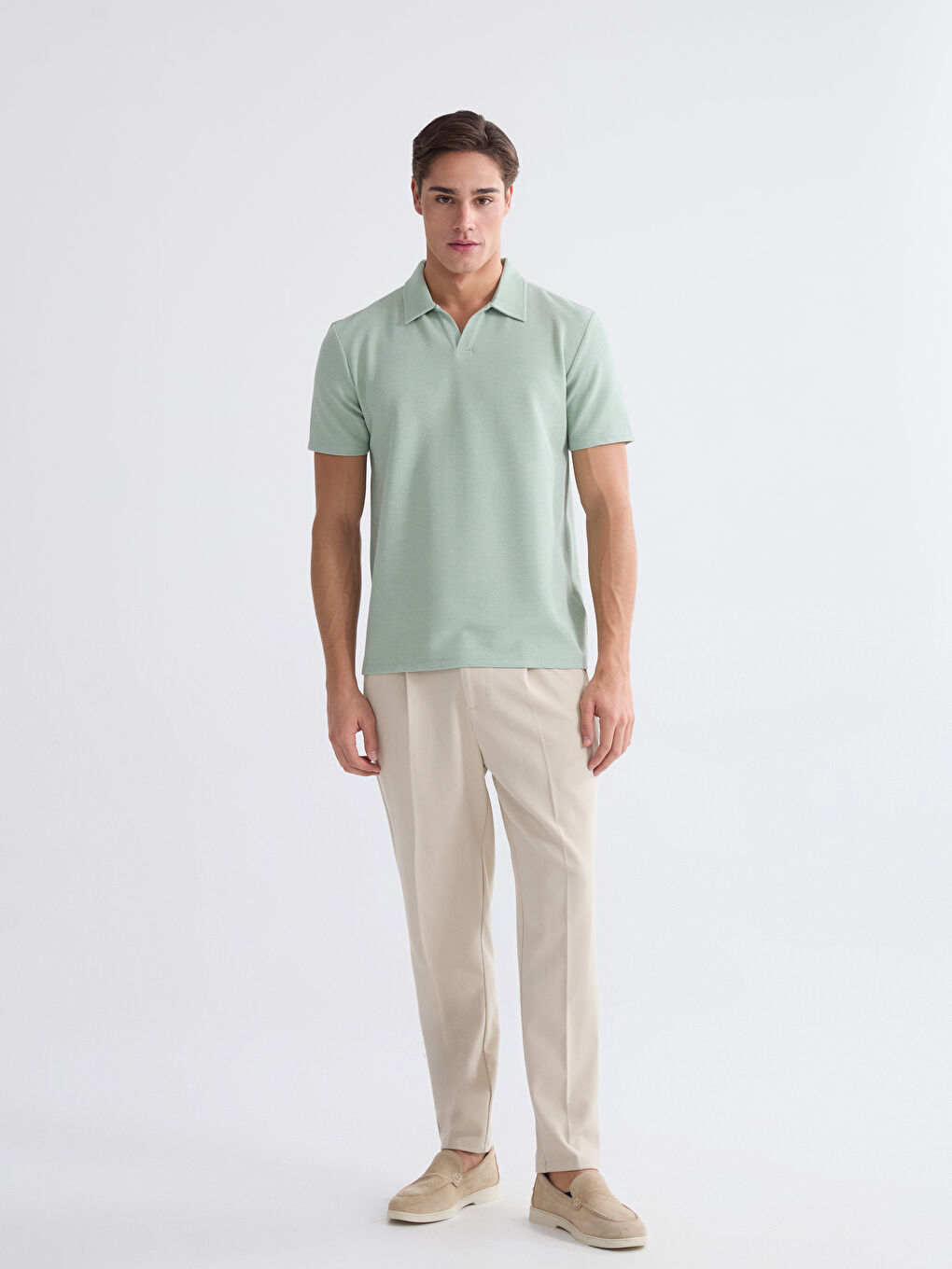 Yeşil Polo Yaka Erkek Tişört-1