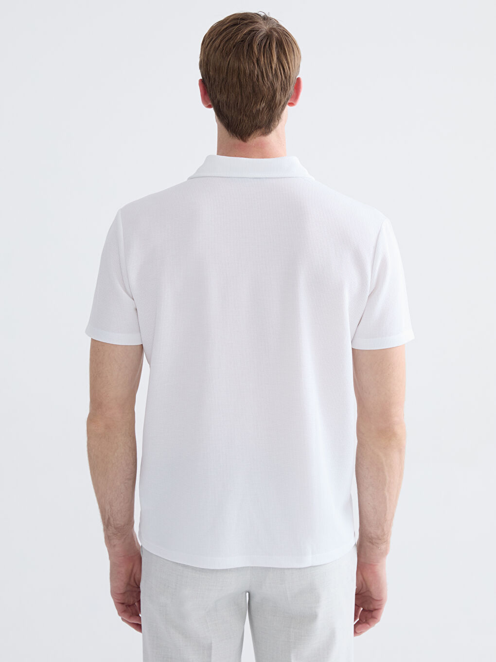 Beyaz Polo Yaka Erkek Tişört-3