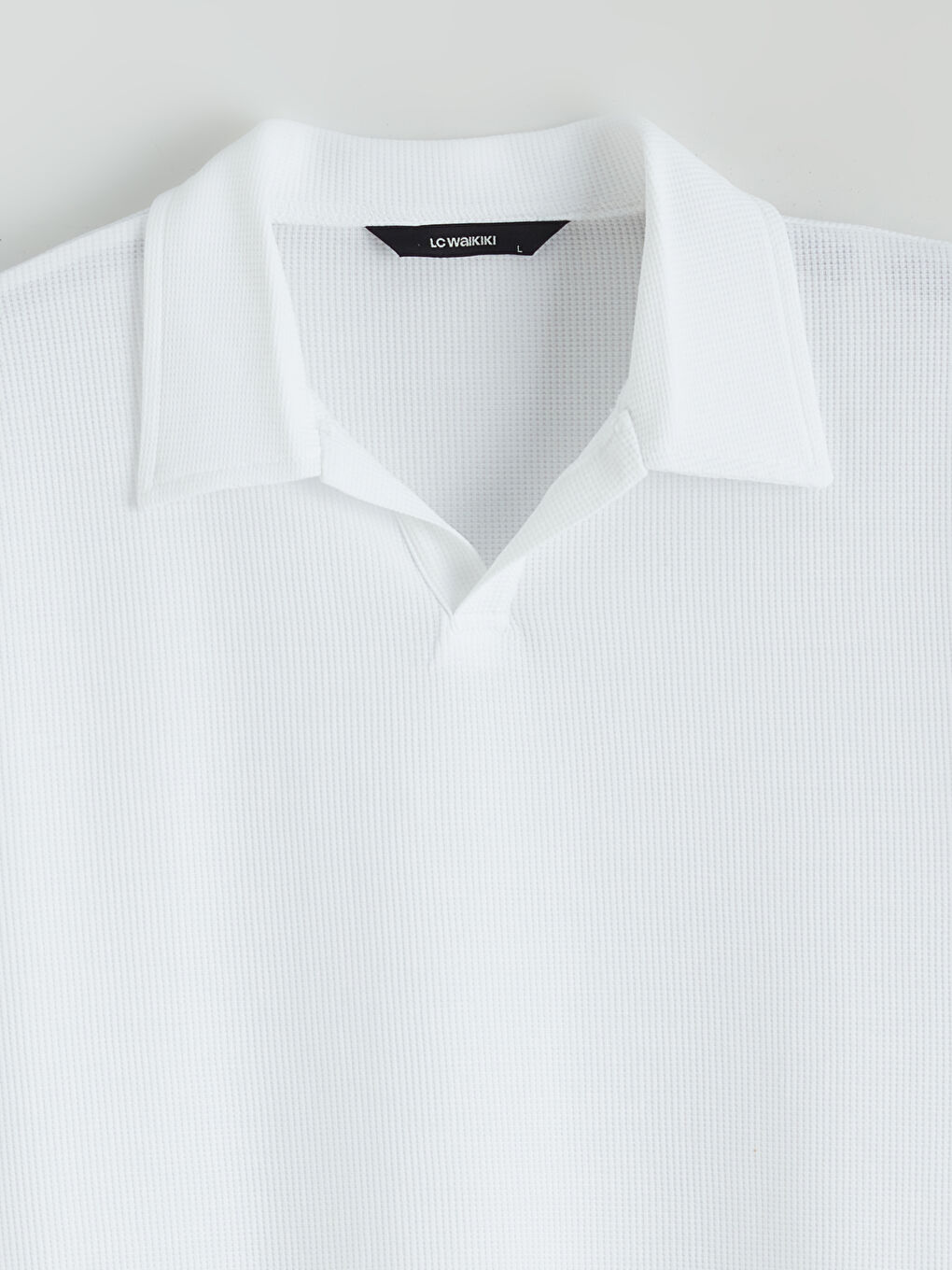 Beyaz Polo Yaka Erkek Tişört-5