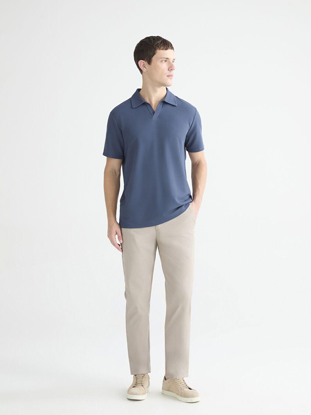 İndigo Polo Yaka Erkek Tişört-1