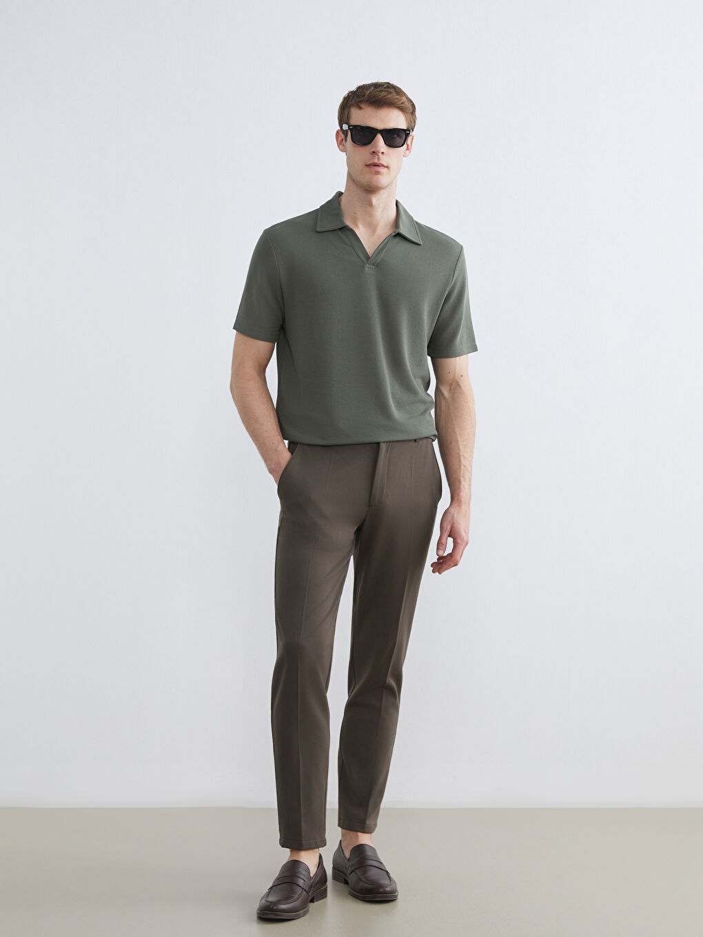 Yeşil Polo Yaka Erkek Tişört-1