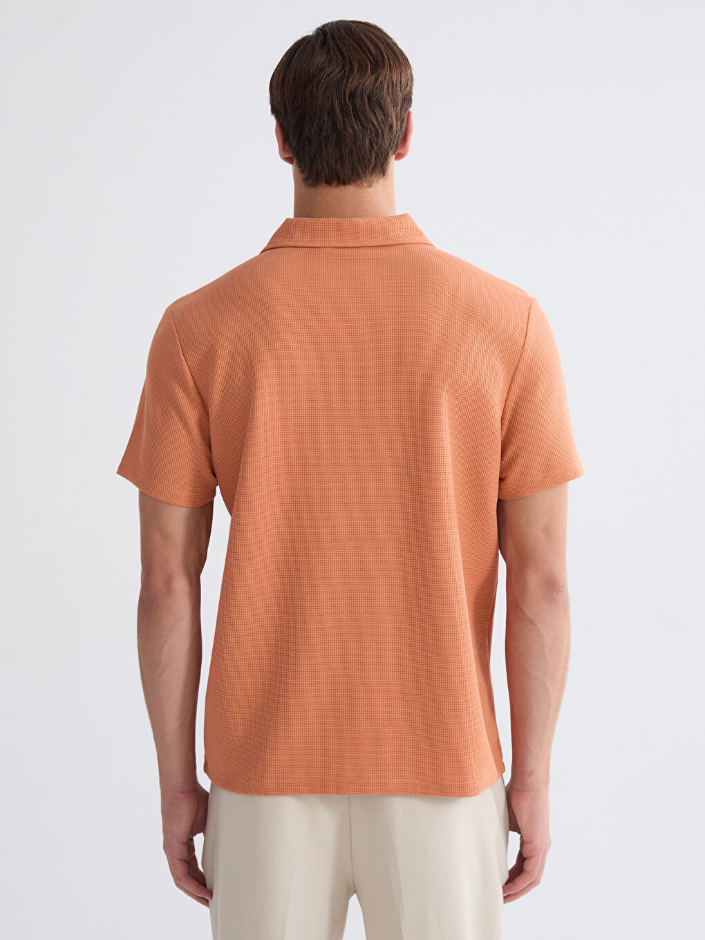 Turuncu Polo Yaka Erkek Tişört-3