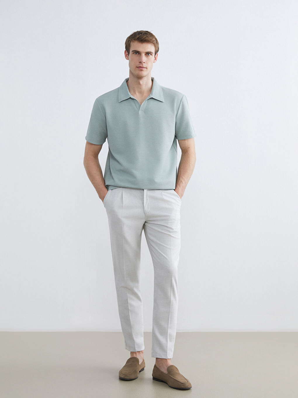 Yeşil Polo Yaka Erkek Tişört-1