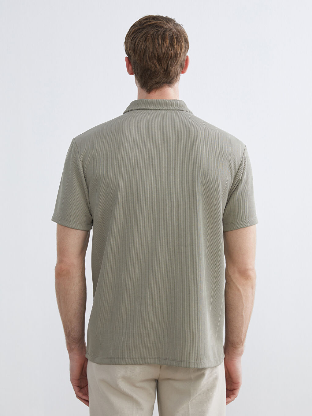 Haki Polo Yaka Erkek Tişört-3