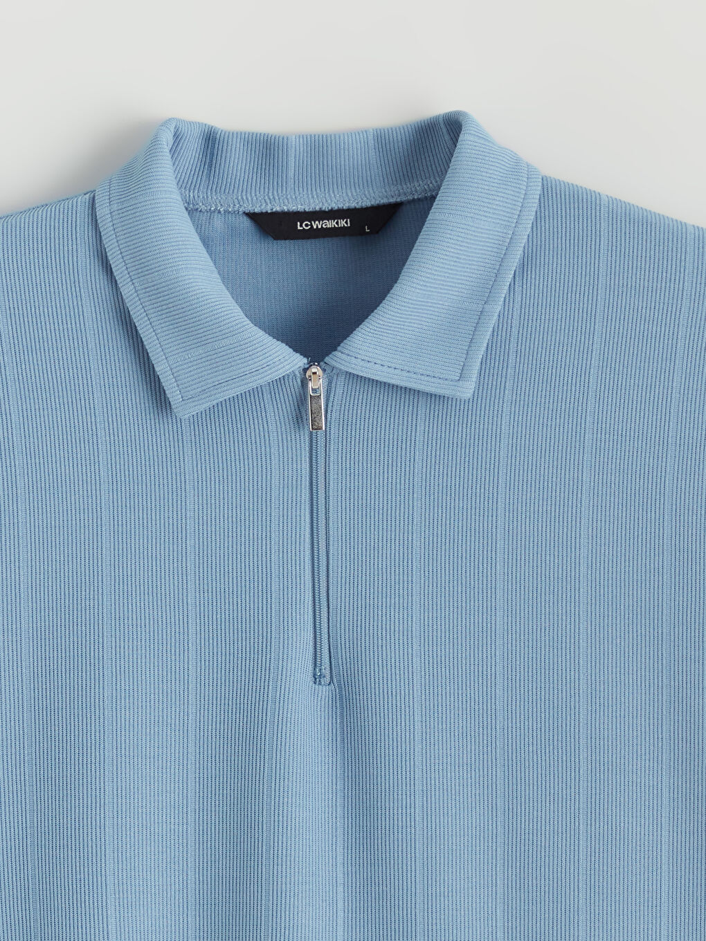 Mavi Polo Yaka Erkek Tişört-5