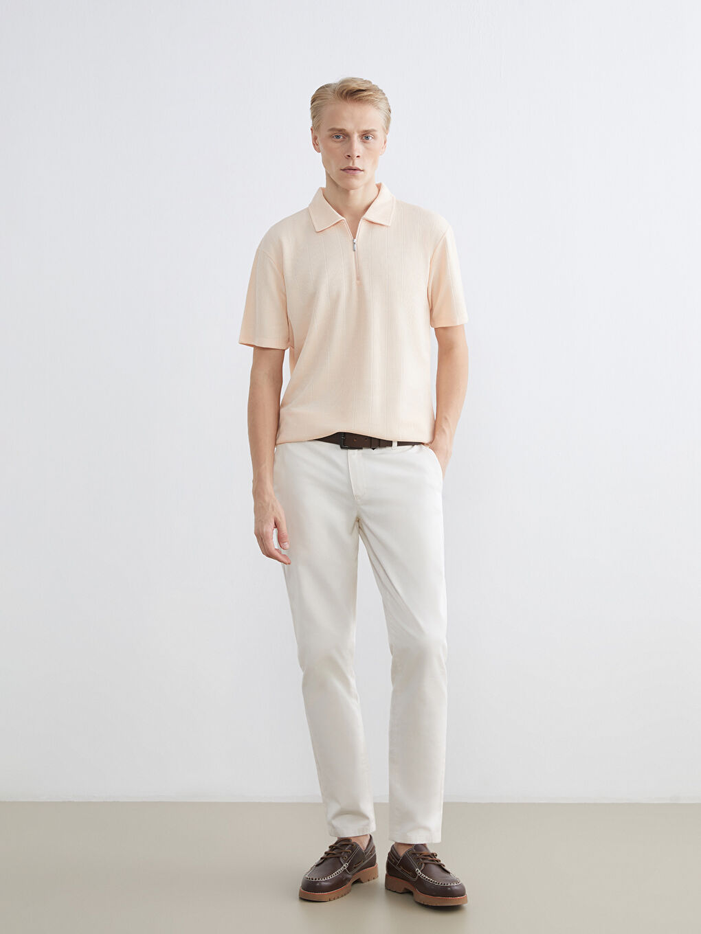 Pembe Polo Yaka Erkek Tişört-1