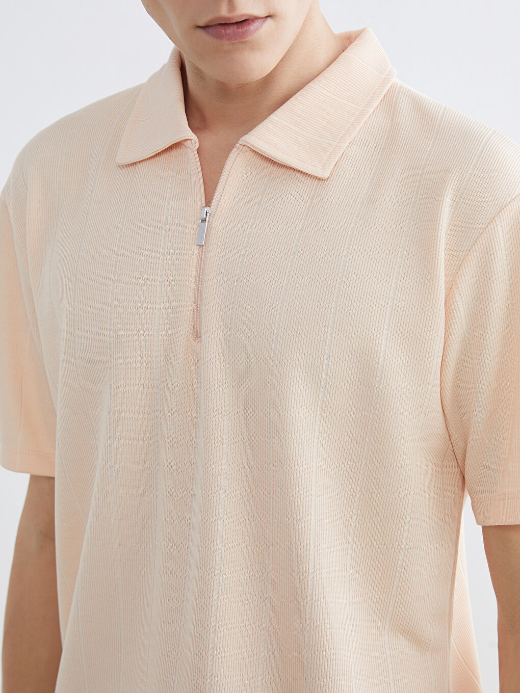 Pembe Polo Yaka Erkek Tişört-2