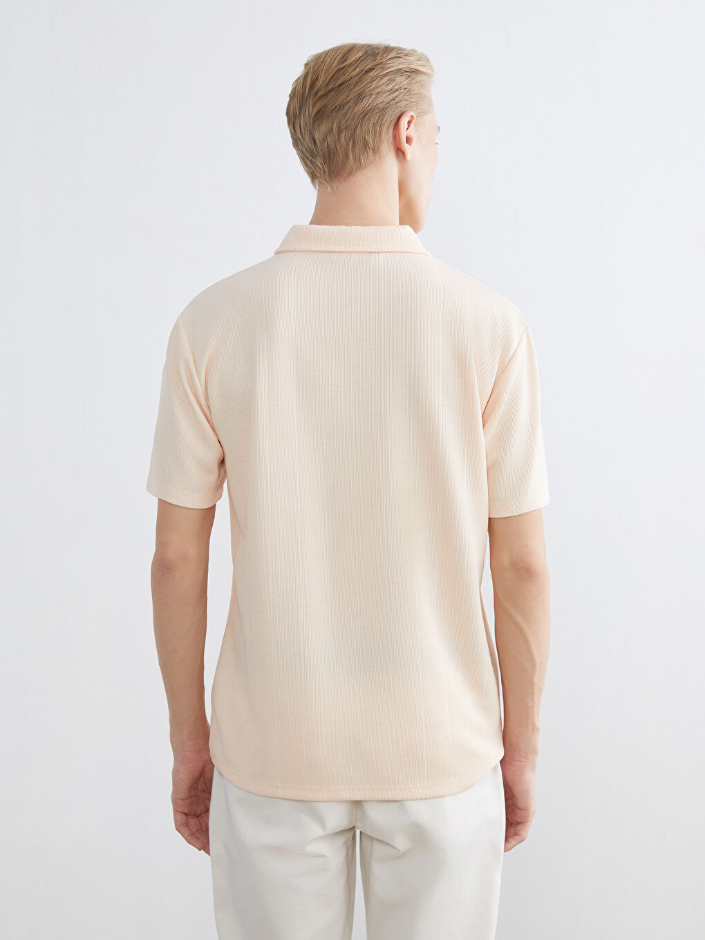 Pembe Polo Yaka Erkek Tişört-3