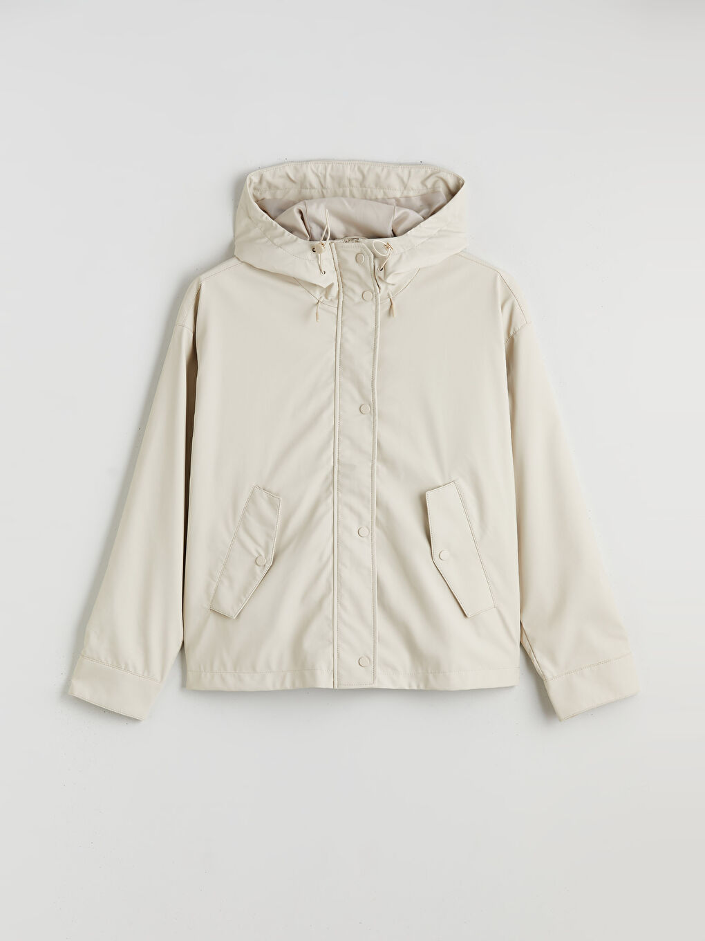 Әйелдерге арналған капюшонды оверсайз жасанды былғары жаңбырдан қорғайтын жамылғы-5