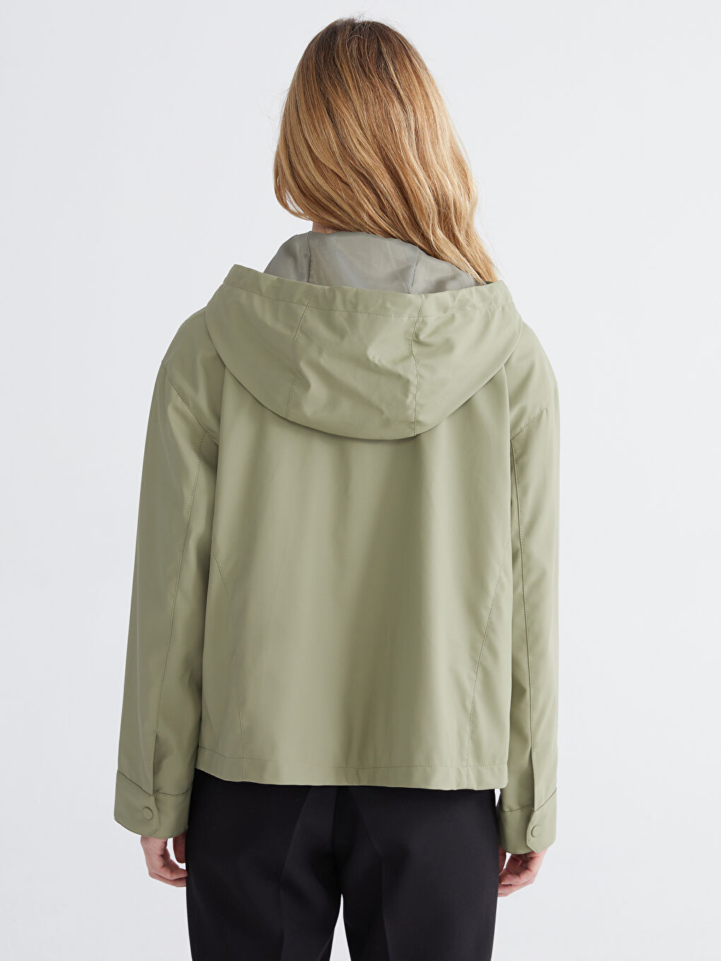 әйелдерге арналған капюшонды оверсайз жасанды былғары жаңбырдан қорғайтын жамылғы-4