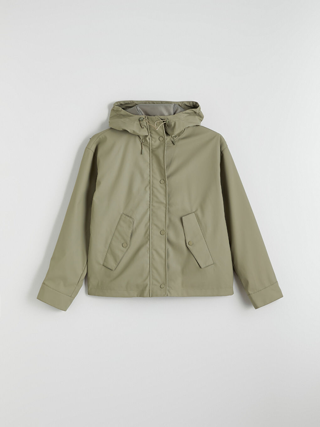 әйелдерге арналған капюшонды оверсайз жасанды былғары жаңбырдан қорғайтын жамылғы-5