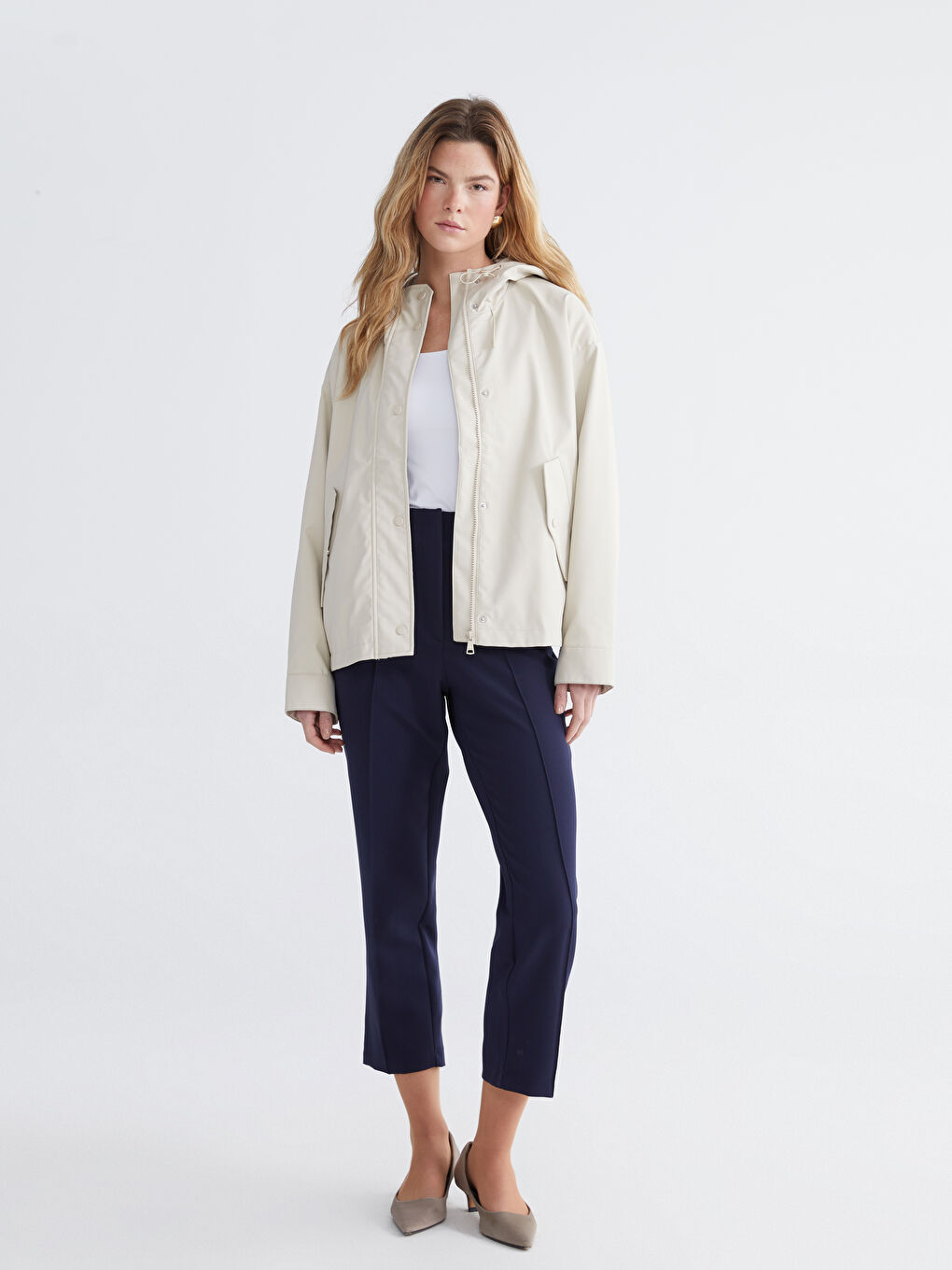 Әйелдерге арналған капюшонды оверсайз жасанды былғары жаңбырдан қорғайтын жамылғы-1