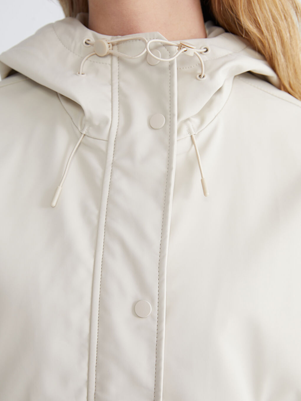 Әйелдерге арналған капюшонды оверсайз жасанды былғары жаңбырдан қорғайтын жамылғы-2