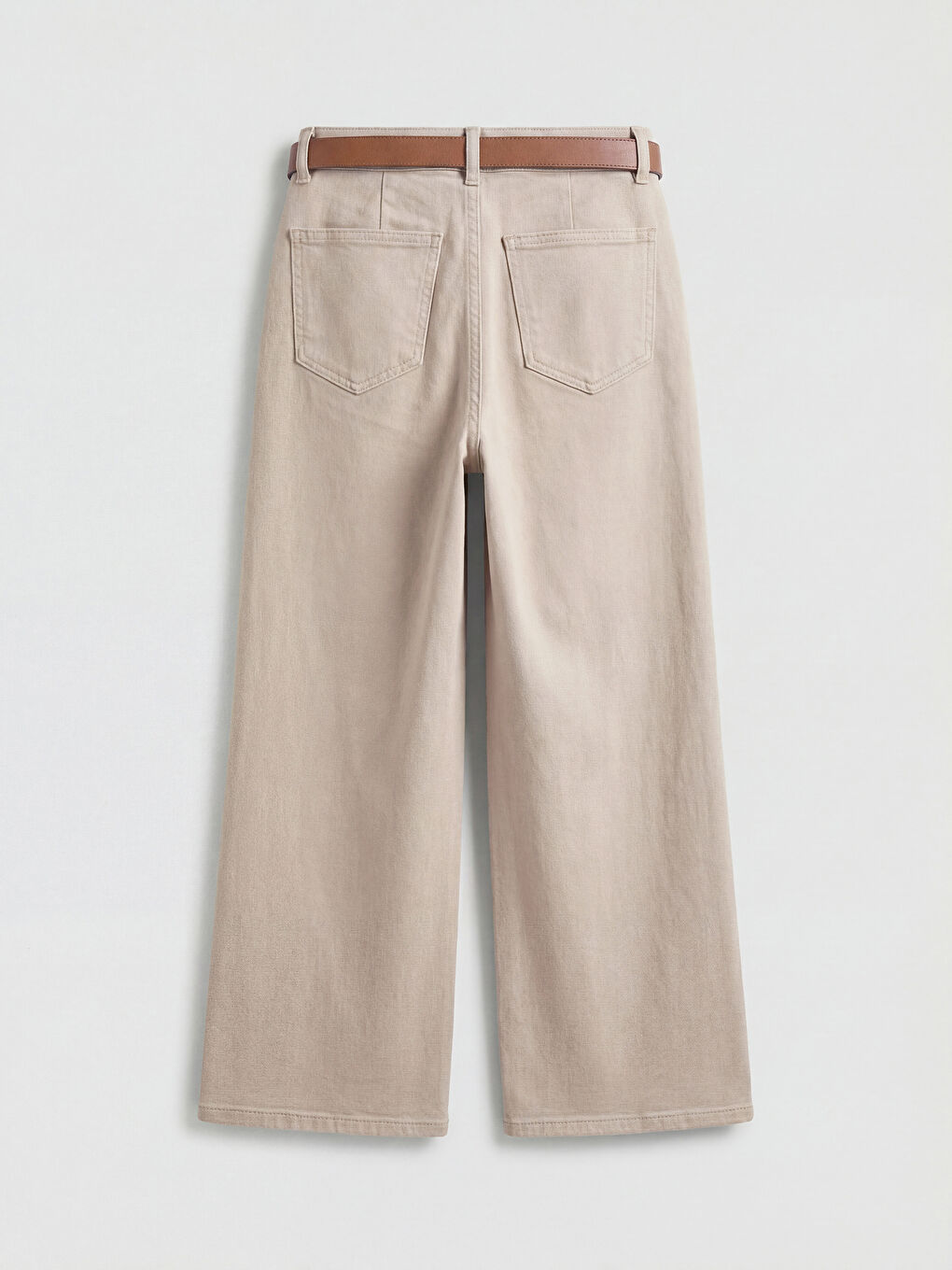 Yeşil Beli Kemerli Wideleg Kadın Jean Pantolon-1