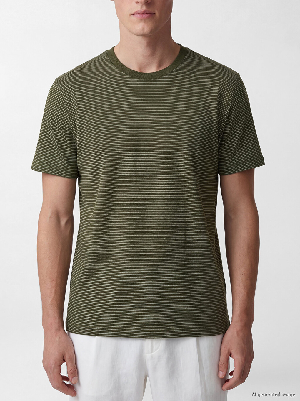 Crew Neck Striped Men's T-Shirt-2