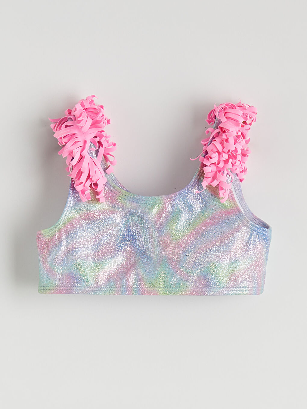 Karışık Desenli Fırfır Detaylı Kız Çocuk Bikini-1