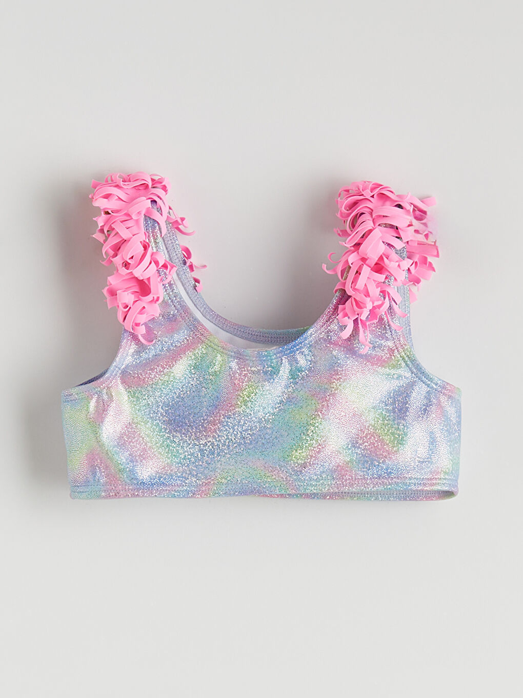 Karışık Desenli Fırfır Detaylı Kız Çocuk Bikini-3