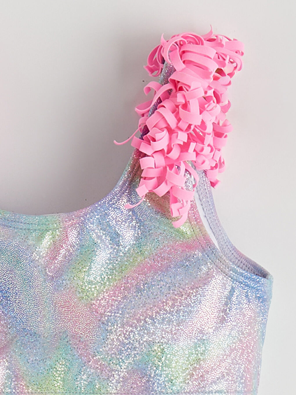 Karışık Desenli Fırfır Detaylı Kız Çocuk Bikini-5