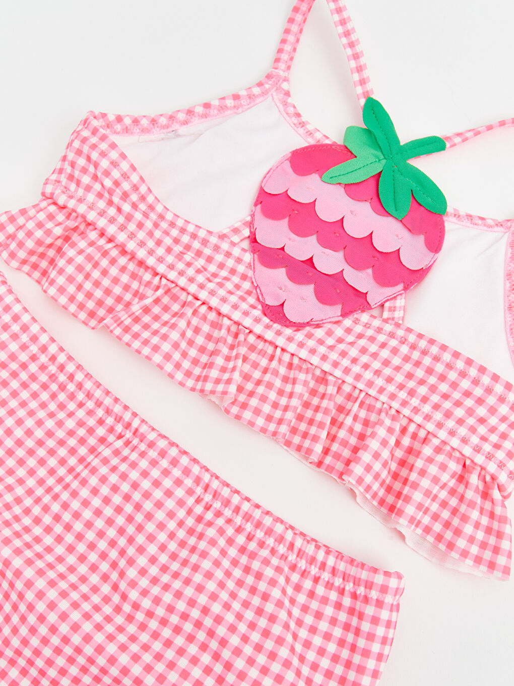 Pembe Ekose Kız Çocuk Bikini Takımı-2