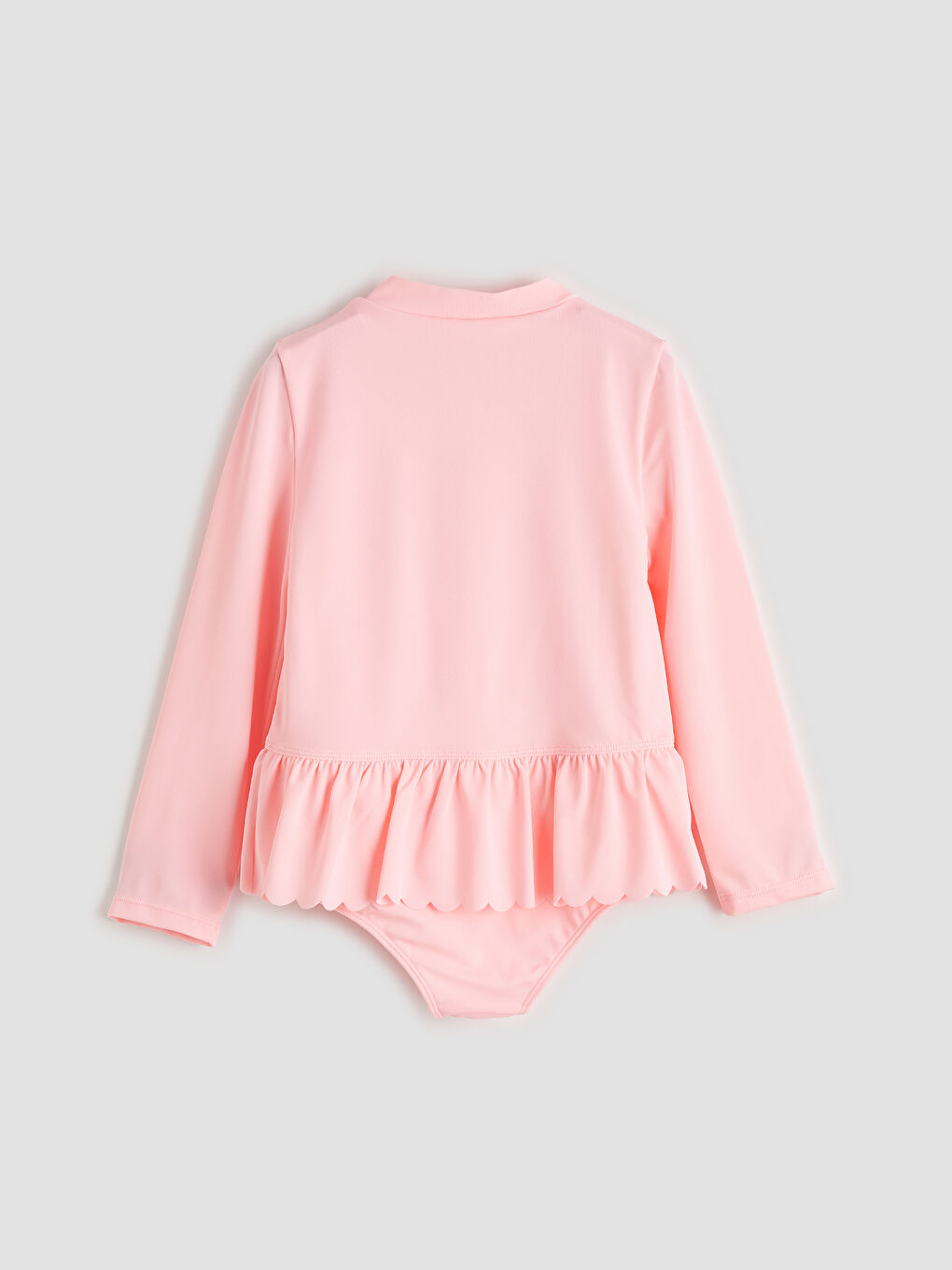 Pembe Çiçek Aplikeli Uzun Kollu Kız Çocuk Mayo-1