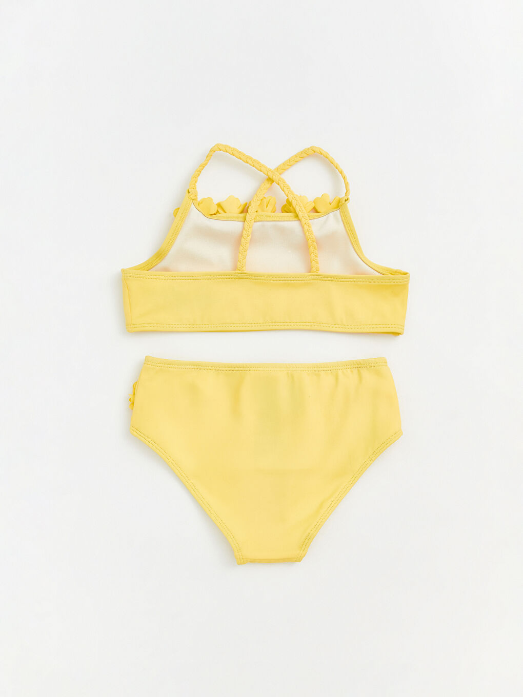 Sarı Çiçek Detaylı Kız Çocuk Bikini-2