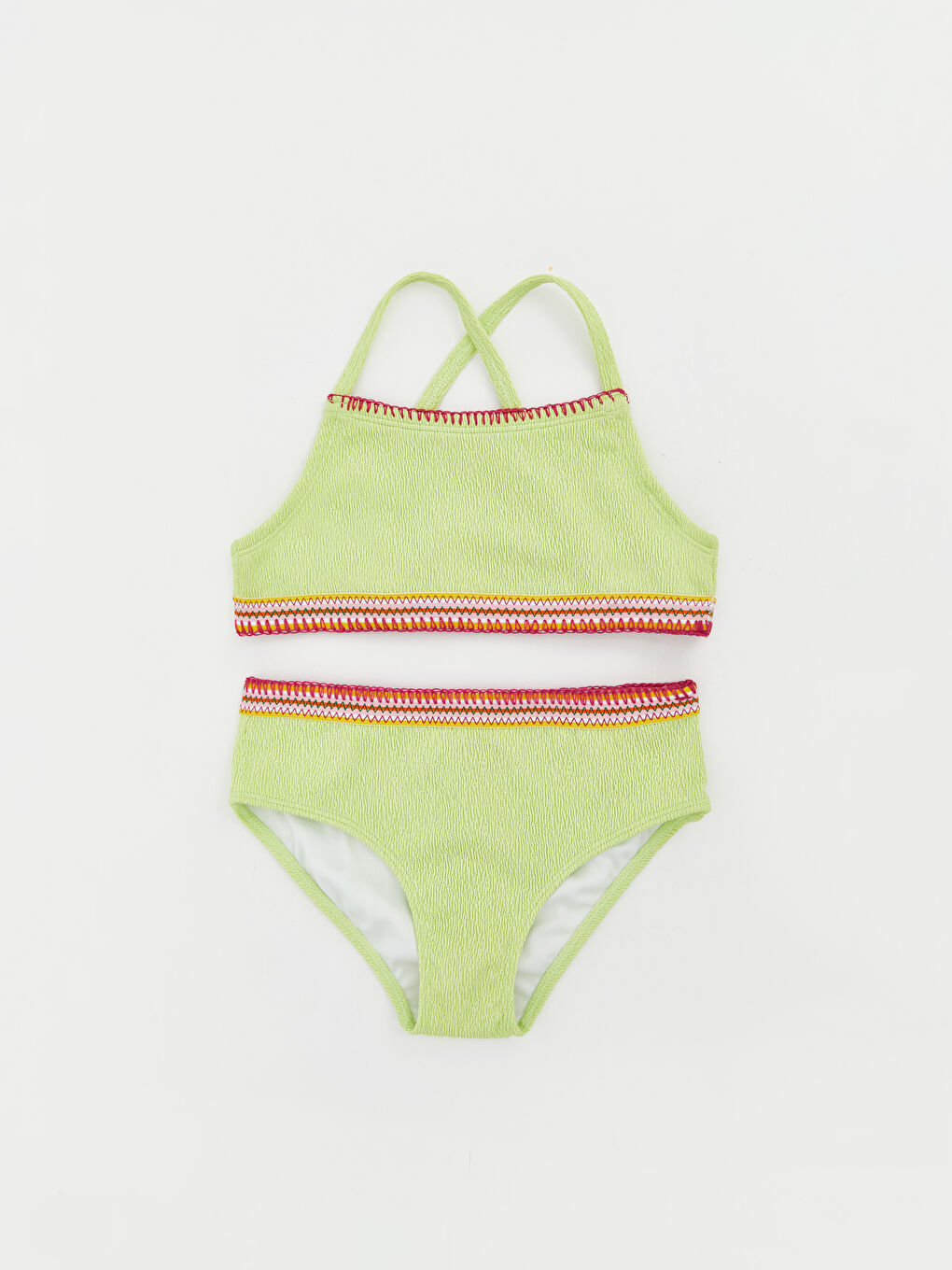 Yeşil Nakışlı Kız Çocuk Bikini