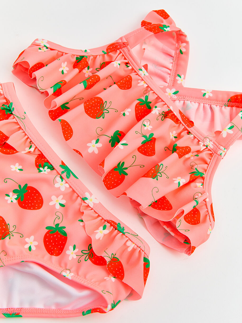 Pembe Çilek Desenli Kız Çocuk Bikini-2