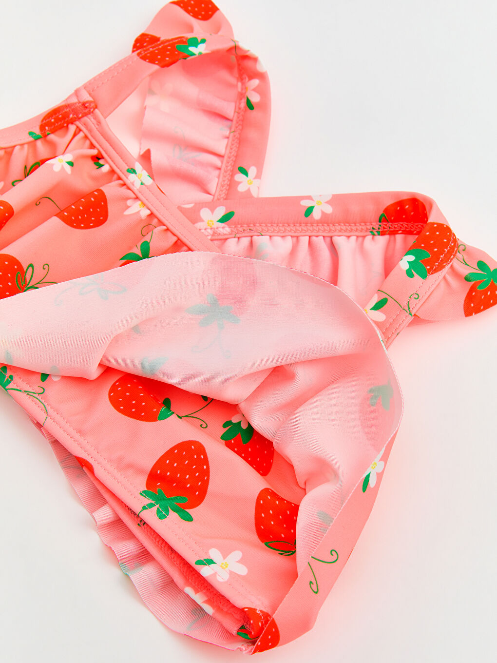 Pembe Çilek Desenli Kız Çocuk Bikini-3