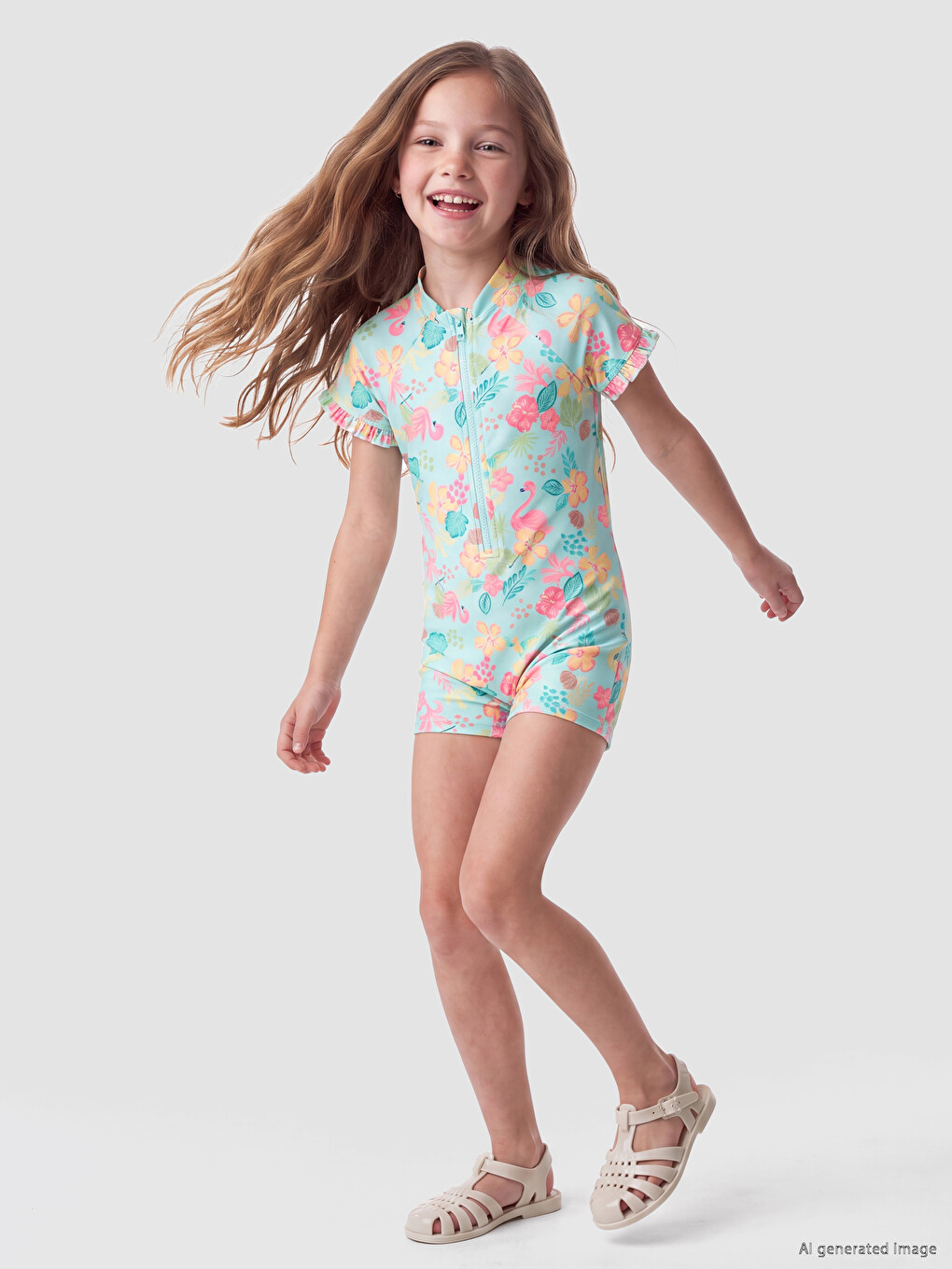 Printed Girls' Swimsuit-1