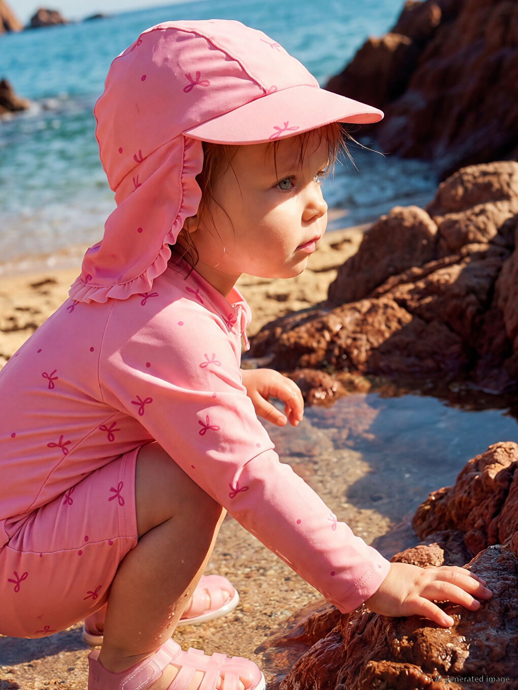 Girls' Hatted Swimsuit Set-2