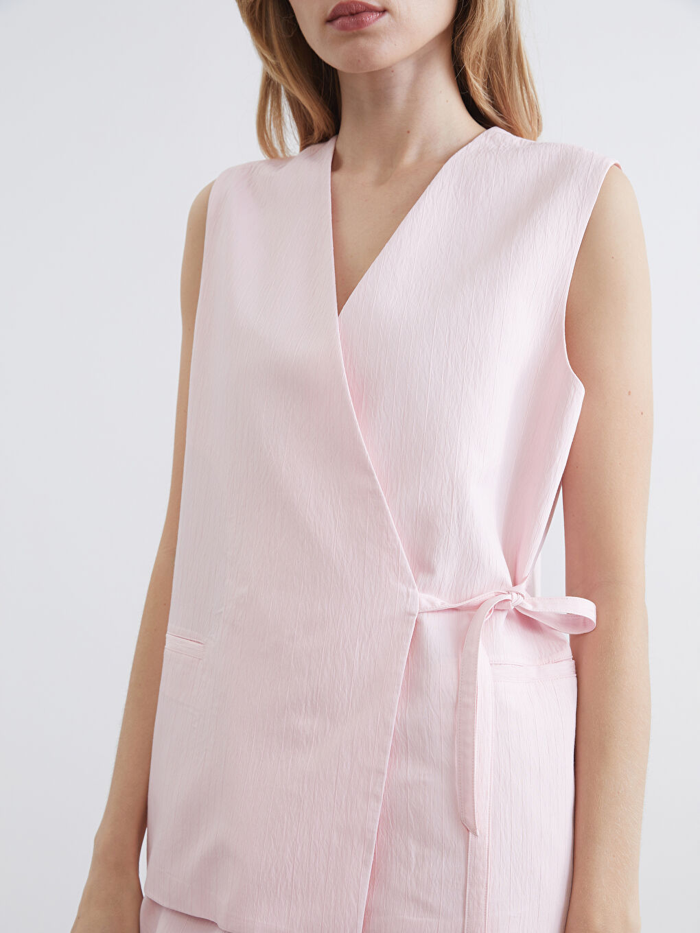 Double Breasted Textured Women's Classic Waistcoat-2