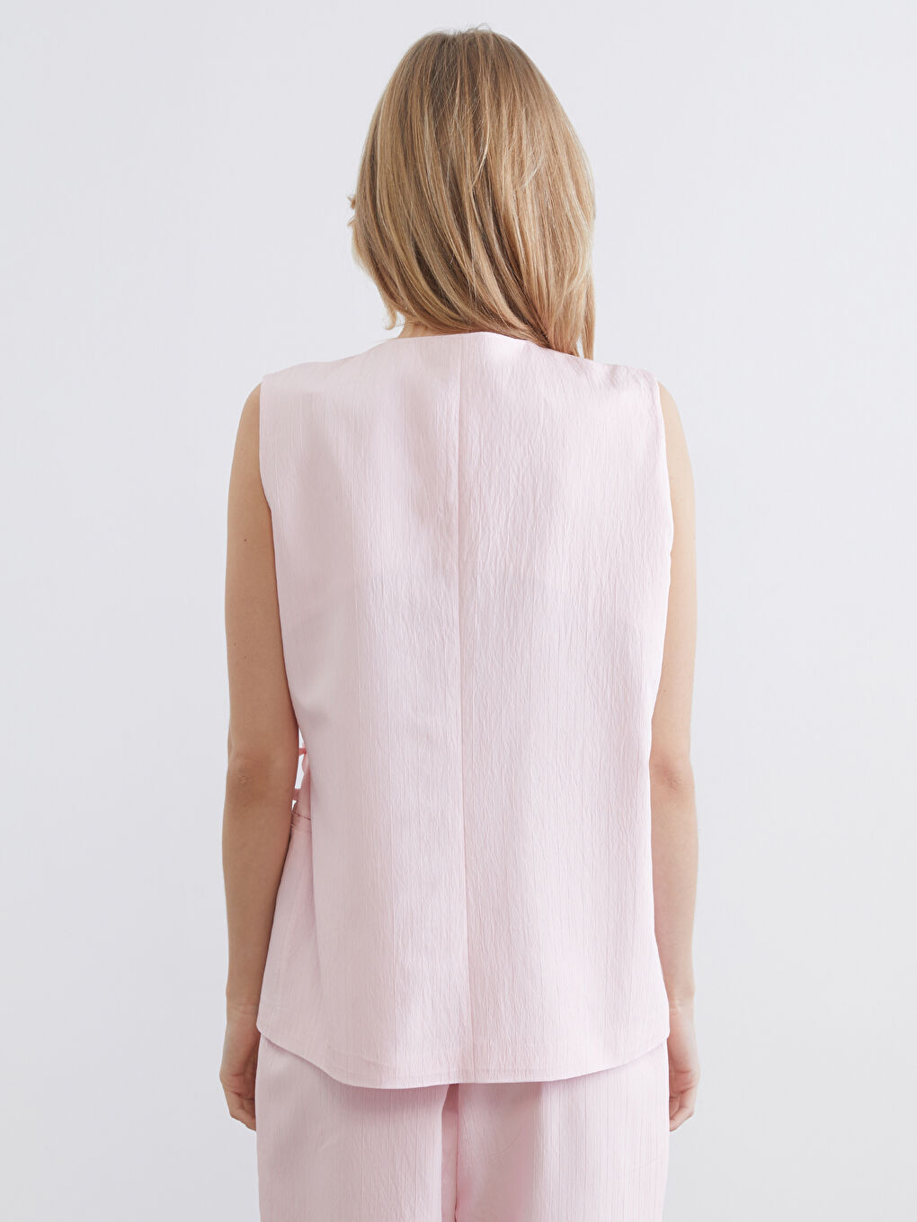 Double Breasted Textured Women's Classic Waistcoat-3