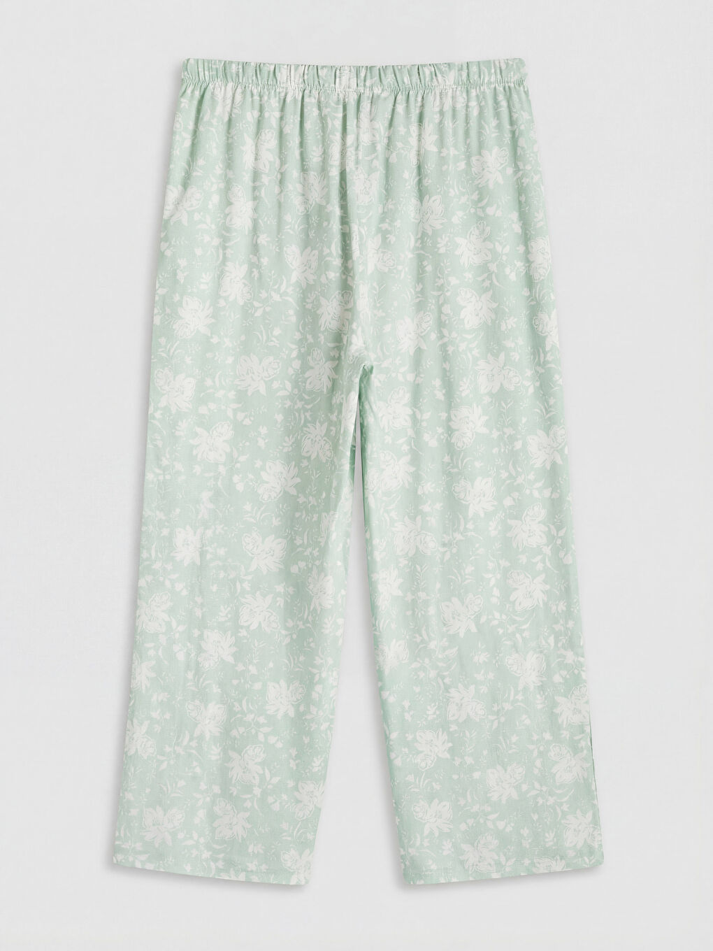 Yeşil Bisiklet Yaka Desenli Kadın Kaprili Pijama Takımı-4