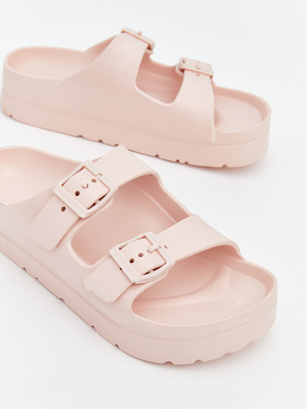 Buckle Detail Platform Women's Sliders-2