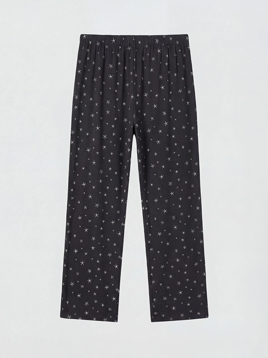 Antrasit Beli Lastikli Yıldız Desenli Kadın Pijama Altı-1