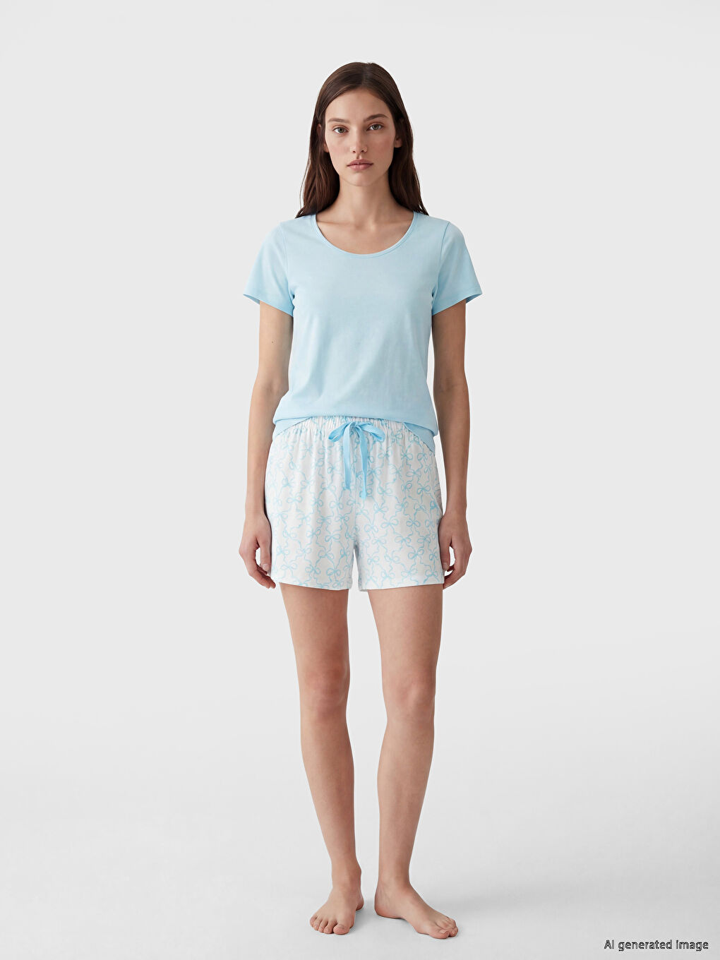 Crew Neck Women's Short Pyjamas Set-1